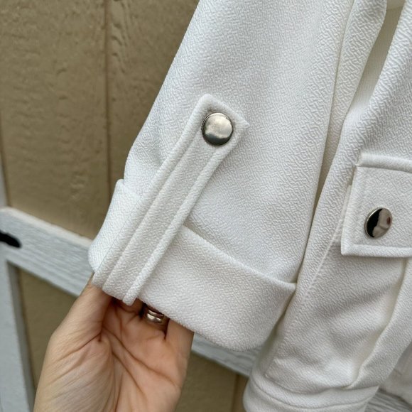 KASPER 3/4 Sleeve Wing Collar Crosshatch Jacket Plus Size 3X Ivory Gold Button - Picture 6 of 10